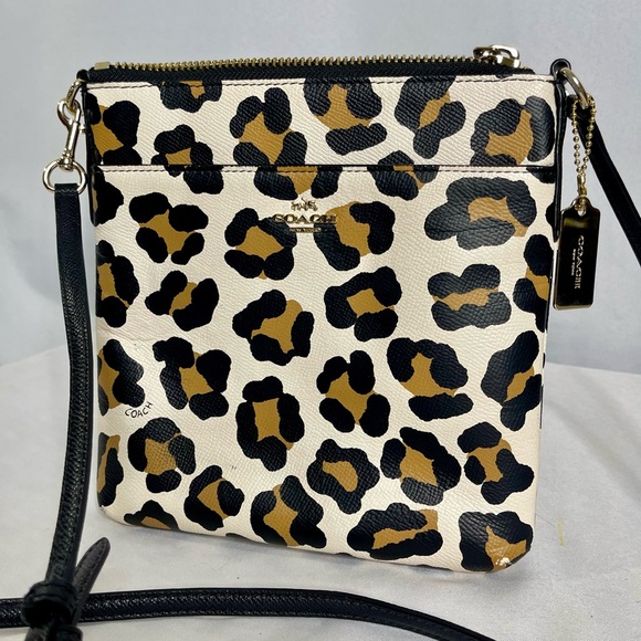 COACH | Small Leopard Print Coated Canvas & Leather Crossbody Bag - Picture 1 of 8